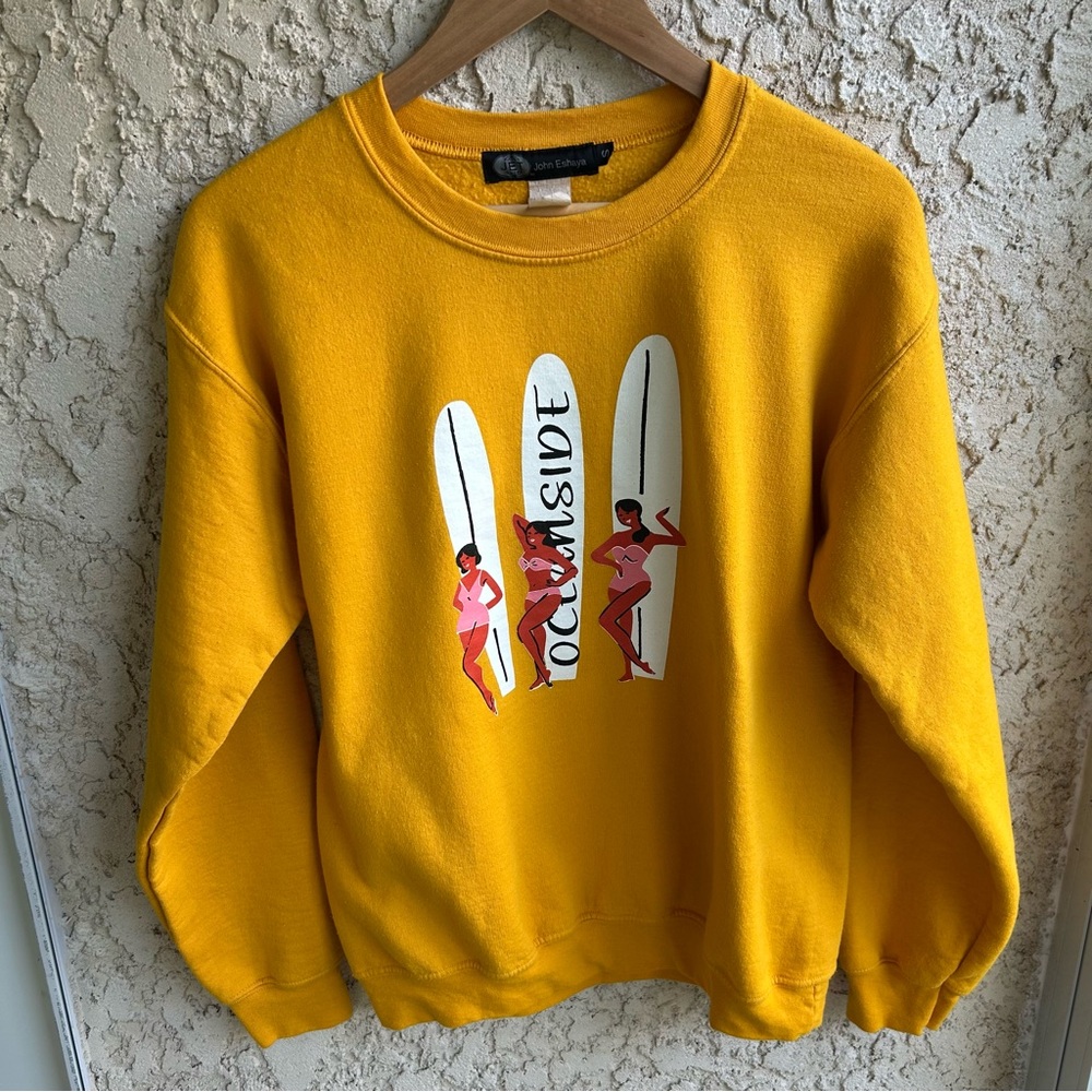 John Eshaya Golden Yellow Oceanview Sweatshirt Surfboards Surfers